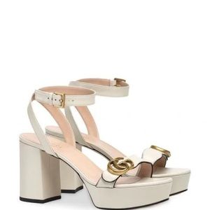 Brand New!  SOLD OUT!  Gucci Marmont Ankle Wrap Platform Heels